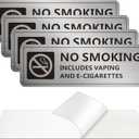 (4 Pack) No Smoking Signs for Home and Business, Self-adhesive No Vaping Sign, Rust Free Aluminum Warning Signage for Indoor Outdoor Use (7 x 2 inches, Brushed Aluminum)