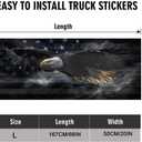 American Flag Eagle Rear Window Decals for Trucks, Black and Grey Automotive Decal, Lightning Car Decor Perforated Vinyl Window Film Sticker, Patriotic Back Window Graphic, 66" x 20"
