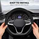Frani Nappa Leather Steering Wheel Cover,Universal Fit 15 Inch-Premium Non-Slip Breathable Comfort Grip for Cars Trucks SUVs,Anti-Slip Durable Interior Upgrade Black