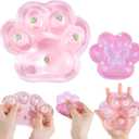 2PCS Large Cat Taba Squishy Paw,5.3"&3.2" Squishy Toys Strawberry Pink Cute Soft,Taba Squishy Pack Squeeze Toys Sensory Stress Relief,Fidget Squishies for Adults Kids Party Favors