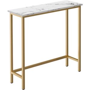 HollyHOME Narrow Hallway Table, 29.5" Small Console Stand, Slim Entryway Table, Sofa Desk, for Hallway, Bedroom, Living Room, Foyer, Marble Texture