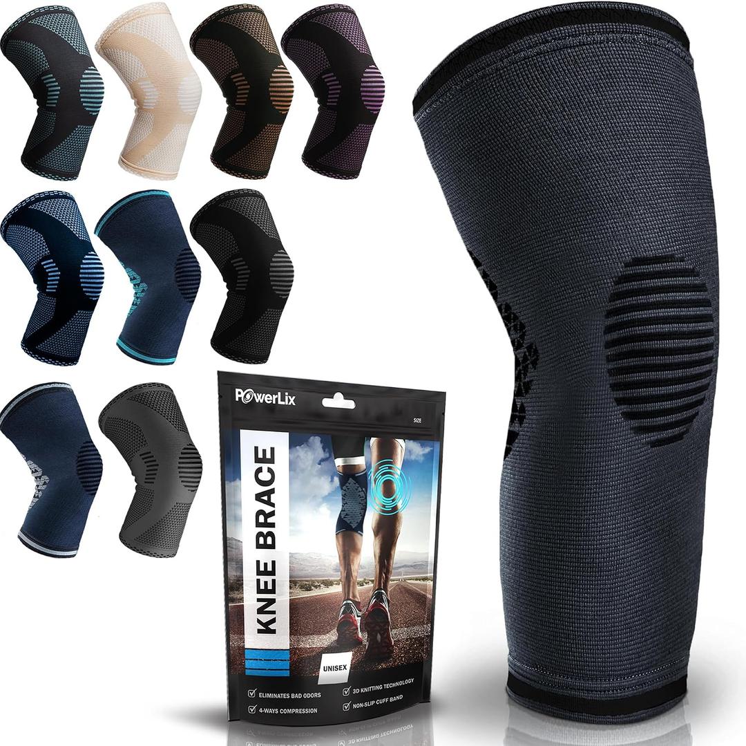 POWERLIX Knee Brace Support Best Compression Sleeve for Men & Women for Pain Relief Superior Braces for Meniscus Tear & Arthritis, Please Refer to The Sizing Chart
