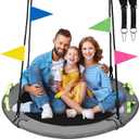 48 inch Tree Swing, Larger Saucer Flying Swing for Whole Family, 900lbs Weight Capacity, with Adjustable Hanging Straps, for Outdoor Playground, Gray