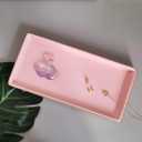 10 x 5 Ceramic Bathroom Tray for Countertop, Decorative Vanity Tray for Dresser Tops, Small Rectangular Trays for Perfume, Candle, Jewelry, Cosmetics (Pink)