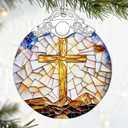 Catholic Cross Gifts: Stained Glass Christian Cross Ornament | Christmas Ornaments (Christmas Tree Decorations), Religious Holiday Decor, Christian Gift, Religious Gift & Xmas Gifts