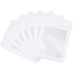 Boao 100 Pieces Resealable Foil Food Storage Bags with Clear Window Coffee Beans Candy Packaging Pouch for Food Small Business Supplies for Jewelry Self Sealed Storage Bags(4 x 6 Inch,White)