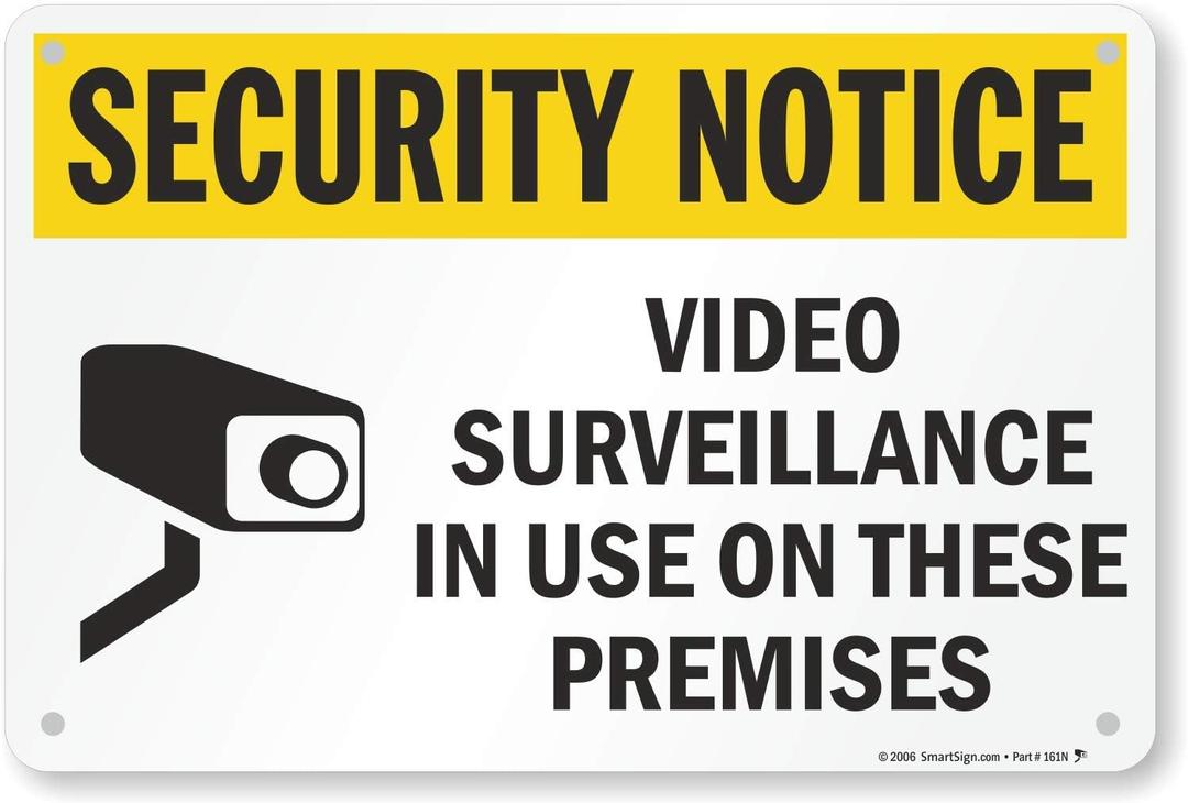 SmartSign "Security Notice - Video Surveillance In Use On Premises" Sign | 12" x 18" Aluminum