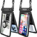 Niveaya Double Space Waterproof Phone Pouch - 2 Pack, Waterproof Phone Lanyard Case with iPhone 16/15/14/13/12 Pro Max up to 8.3", Phone Dry Bags for Vacation Beach Pool Kayak Cruise Travel Essentials