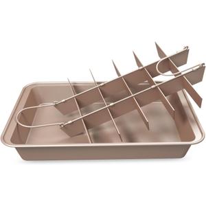 Brownie Pan with Dividers and Cutter, Rectangular Cake Mold with Non-stick Stainless Steel Brownie Baking Pan, Divider Grid for Cakes, Bread, Baking Tool