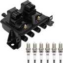 ECCPP 1 ignition coils with 6 iridium Spark Plugs,UF343,coils packs,for mazda Miata 1.8L 1999-2000CLS1412,UF343 E752