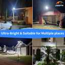 Deepn Solar Lights Outdoor, IP66 Waterproof Street Lights Outdoor, 6500K Dusk to Dawn Solar Security Flood Lights Motion Sensor with Remote Control for Yard, Entryway Garage, Porch 2 Pack