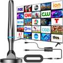 2026 Digital TV Antenna for Smart TV Indoor, 360 Reception HD TV Antenna for Local Channels with Signal Booster, Supports 4K 1080P All Smart TVs, Strong Magnetic Base - 10FT Cable (Blue)