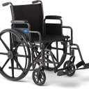 Medline Comfortable Folding Wheelchair with Swing-Back Desk-Length Arms and Swing-Away Footrests, 20”W x 16”D Seat