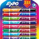 EXPO Dry Erase 2-in-1 Markers, Chisel Tip, Assorted Colors, 8 Count - Whiteboard, School, Classroom, Teacher Supplies