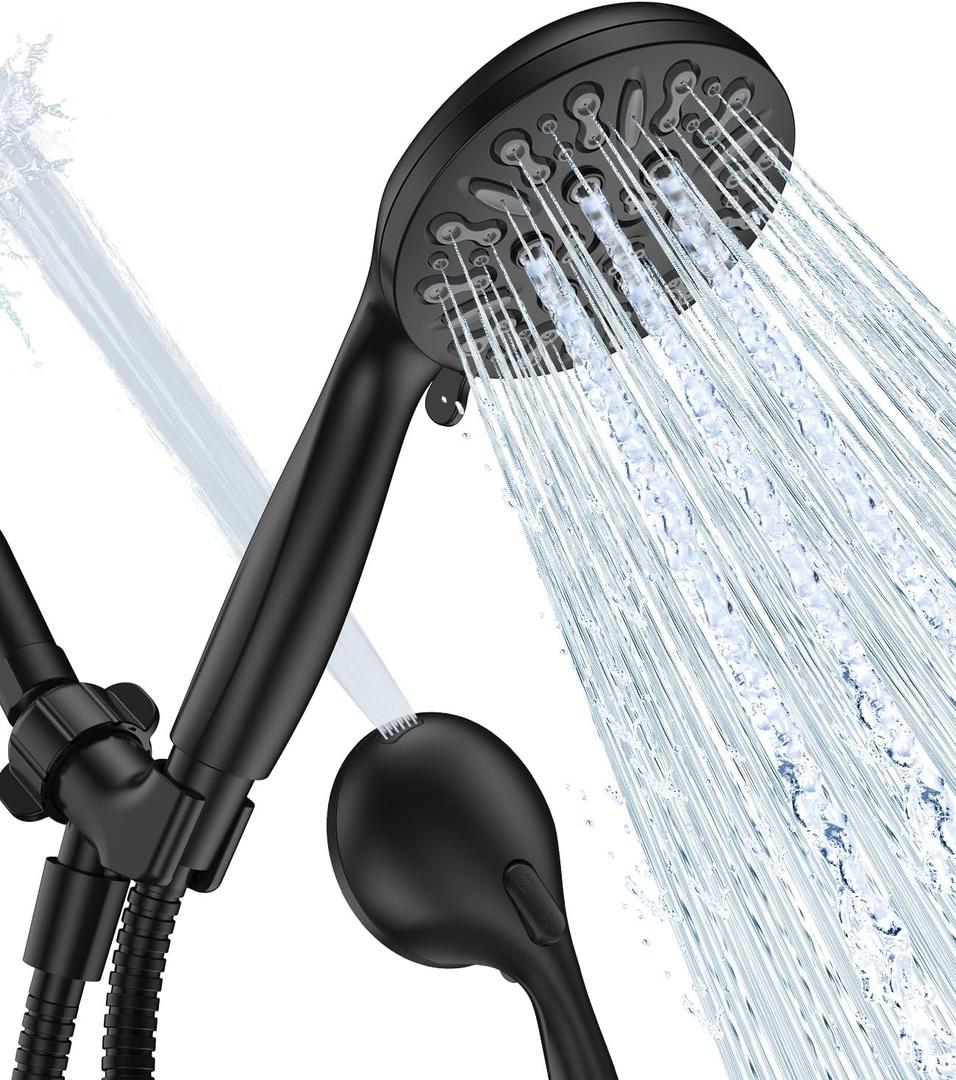 JDO Shower Head with Handheld, High Pressure Handheld Shower Head 9 Settings, Detachable Shower Head Set with Stainless Steel Hose and Shower Bracket (Matte Black)