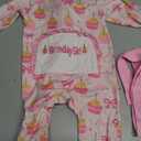 Toddler Baby Girl Birthday Outfit Ruffle Cake Bow Print Romper Zipper Birthday Girl Jumpsuit Headband (12-18 Months, Pink)