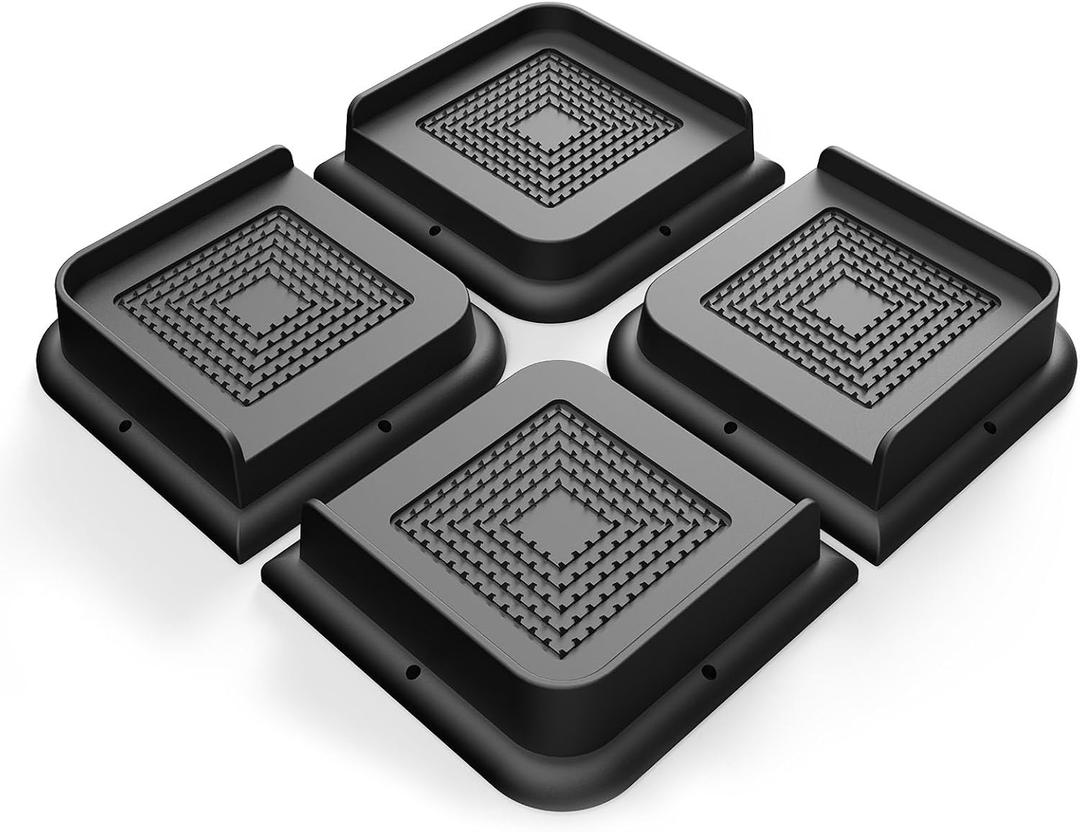 MYMULIKE Bed Risers Heavy Duty, Oversized Furniture Risers, Support Up to 6000 Lbs, Lift 3 inch for Couch, Sofa, Table, Chair (Black 4 Pack, 1 inch)