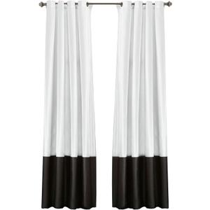Lush Decor Prima Window Curtains Panel Set for Living, Dining Room, Bedroom (Pair), 54-inch x 95-inch, Black/White (16T004286)