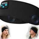 Perytong Sleep Headphones Bluetooth Headband Wireless Headphone Headband for Side Sleepers - Headphones for Sleeping - Sleeping Headband for Insomnia Nuit Travel,Gift for Women Men Mom Dad (Dark Black)