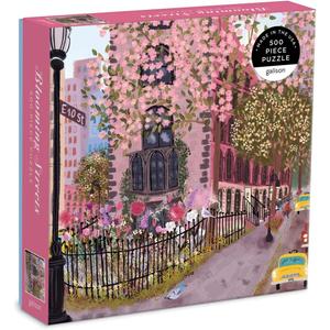 Blooming Streets 500 Piece Puzzle from Galison - Beautifully Illustrated Jigsaw Puzzle of a Local NYC Street, Fun & Challenging, Unique Gift Idea