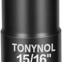 TONYNOL 3/4" Inch Drive Deep Impact Socket,6-Point,Sae Size 15/16",80mmL,CR-MO,Heavy-Duty Automotive & Industrial Repair