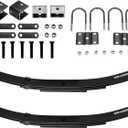 4 Leaf 1750lb Capacity Double Eye Spring for 3500lb Trailer Axle, 25-1/4" Length, 1.75" Width, 3" Free Open & U-Bolt & Hanger Kit, Suspension Kit Replaces SW4B, 2PCS