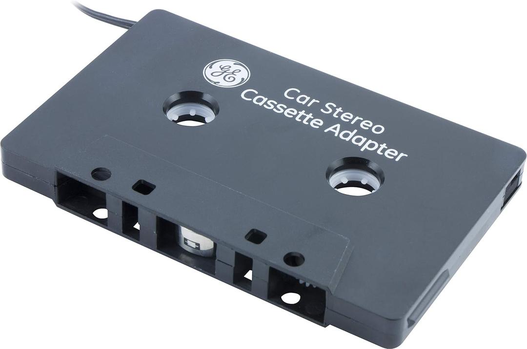 GE Car Stereo Cassette Adapter, 3.5mm Jack, For Mobile Phones, Smartphones, iPods, CD Players, MP3 Players and other Mobile Devices, Black, 34496