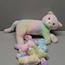 Skylety Nurturing Cat Stuffed Animal with 4 Plush Kittens, Cat Baby Stuffed for Girls Boys Plushy Mommy Kitty with Baby Kittens for Christmas Birthday Party Favors Gifts(LED Style)