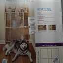 MidWest Homes for Pets Wire Mesh Pet Safety Gate, Pressure Mounted Dog Gate Measures 44 Inches Tall & Expands to 29-50 Inches Wide, Natural Wood & White Powder Coated Wire Mesh (Large)