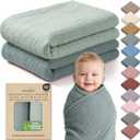 100% Organic Cotton Muslin Baby Blanket - 47 x 47 Inch Breathable Swaddle Blankets for Newborns, Hypoallergenic Double-Layer, Soft and Cozy Baby Blankets for Everyday Use (Green/Mint Green)