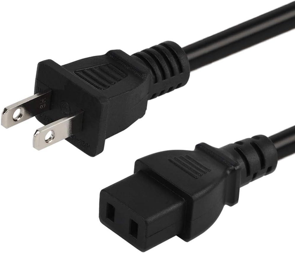 6FT/1.8M Nema 1-15P to IEC 320 C9 Power Cord,C9 to Nema 1-15P Power Cable, SJTW 16AWG 2C USA 2-Prong Male to IEC C9 Cord (6Feet)