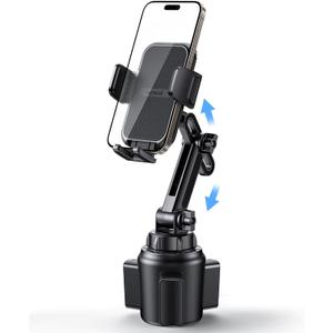 Lamicall Cup Phone Holders for Your Car, [Thick Cases Friendly] Universal Adjustable Car Cell Phone Mount for Truck Golf Cart iPhone 16 Galaxy S25 Ultra and All 4"-7" Smartphones (Black)