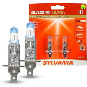 SYLVANIA - H1 SilverStar Ultra - High Performance Halogen Headlight Bulb, High Beam, Low Beam and Fog Replacement Bulb, Brightest Downroad with Whiter Light, Tri-Band Technology (Contains 2 Bulbs)