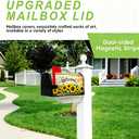 Sunflower Welcome Mailbox Cover Magnetic Standard Size 21x18 Inch Wooden Background Floral Letter Box Cover for Outdoor Garden Yard Decor