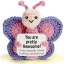 Positive Crochet Animals Positive Butterfly - Handmade Emotional Support Crochet Doll Desk Decor Pickle Gifts Emotional Support Plush for Anxiety & Stress Relief Love Gift ICKLE BUDDIES