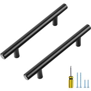 Ravinte 25 Pack 4 inch Hole Center Black Cabinet Pulls Kitchen Cabinet Handles 6-3/8" Overall Length Matte Black Hardware for Cabinet