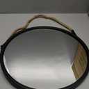 POZINO Round Mirror, 15" Rope Hanging Mirror, Farmhouse Circle Mirrors, Black Metal Frame Wall Mirrors for Bathroom, Bedroom, Living Room, Entryway, Fireplace, Home Decor