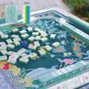 American Mahjong Game Set, Acrylic Mahjong Set with Ocean Themed, 2 Carrying Bags, 4 Acrylic Racks with Pushers, Silent Mat & 3 Dice – Portable American Mahjong Game Set for Adults, Game & Travel, 30mm x 23mm x 13mm