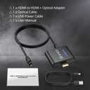 CAMWAY HDMI Audio Extractor 4K@30Hz 1080p - Work with Fire TV Stick to TV HDMI and Soundbar Optical - Support 5.1 Surround DTS/Dolby, No Audio Lag HD HDMIOptical Adapter, Plug and Play [No ARC/eARC]