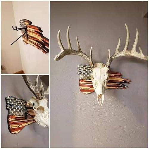 DAOIDE Deer Antler Mounting Kit, Euro Mount Skull Hanger, USA Flag Decor Hooker Pedestal, Perfect Prey Display Rack, Hanger for Hanging Antlers and Other Skulls (15.7'' x 9.1'' 0.6'')