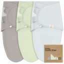 3-Pack Organic Baby Swaddle Sleep Sacks - Swaddles for Newborns, Infant 0-3 Months, Baby Girls, Boys, Soft & Snug Newborn Sleep Sack, Nursery Swaddling Blankets (Ripple) (One Size)