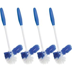 Lola Products Classic Toilet Brush w/Under-The-Rim Scrubber, deep Cleans The Entire Toilet Bowl, Non-Slip Handle w/Rubber Comfort Grip, 4 Pack