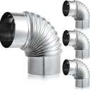 Hicarer 4 Pcs 4 Inch 90 Degree Galvanized Dryer Elbow Vent Tube Connector Adjustable Dryer Vent Elbow Connector for 4" HVAC Duct Pipe Hose Ductwork