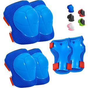 Kids Protective Gear Set Knee Pads for Kids 3-14 Years Toddler Knee and Elbow Pads with Wrist Guards 3 in 1 for Skating Cycling Bike Rollerblading Scooter (BlueRed)