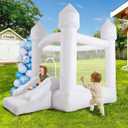 White Bounce House, Inflatable Bounce House with Slide& Blower，White Bouncy Castle for Kids Indoor&Outdoor Kids Ideal Gifts