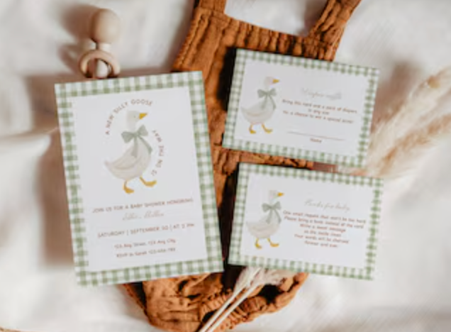 Diaper and Wipes Raffle Baby Shower Game, Silly Goose Diaper Raffle Sign and 50 Cards, Mother Goose and Gosling Bow Gender Reveal Games For Guests, Baby Announcements Ideas Decoration Supplies, 17