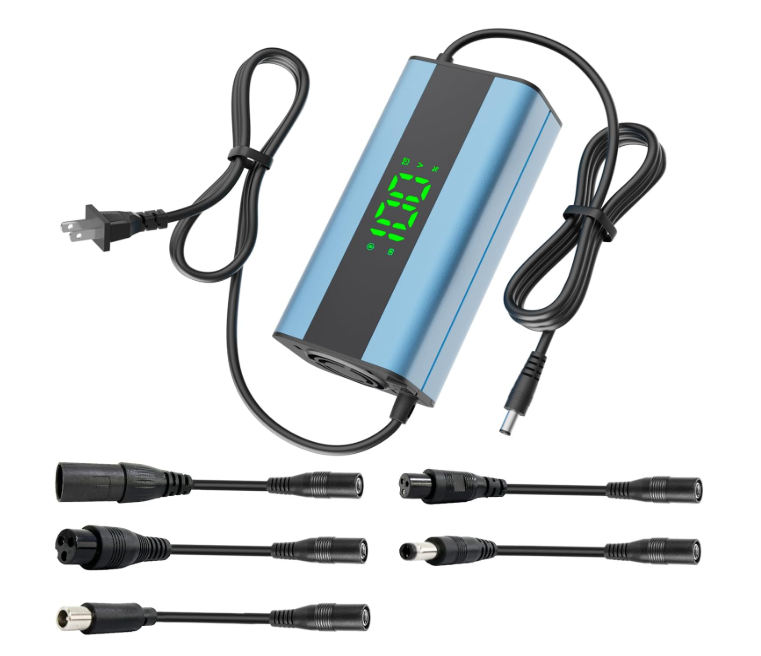 42V 2A Electric Scooter Charger 5 in 1 Plugs Universal,for 36V Electric Scooter Ebike Lithium Battery, Smart Display, Fast Charging, Overcharge Protection, Compatible with Multiple Models