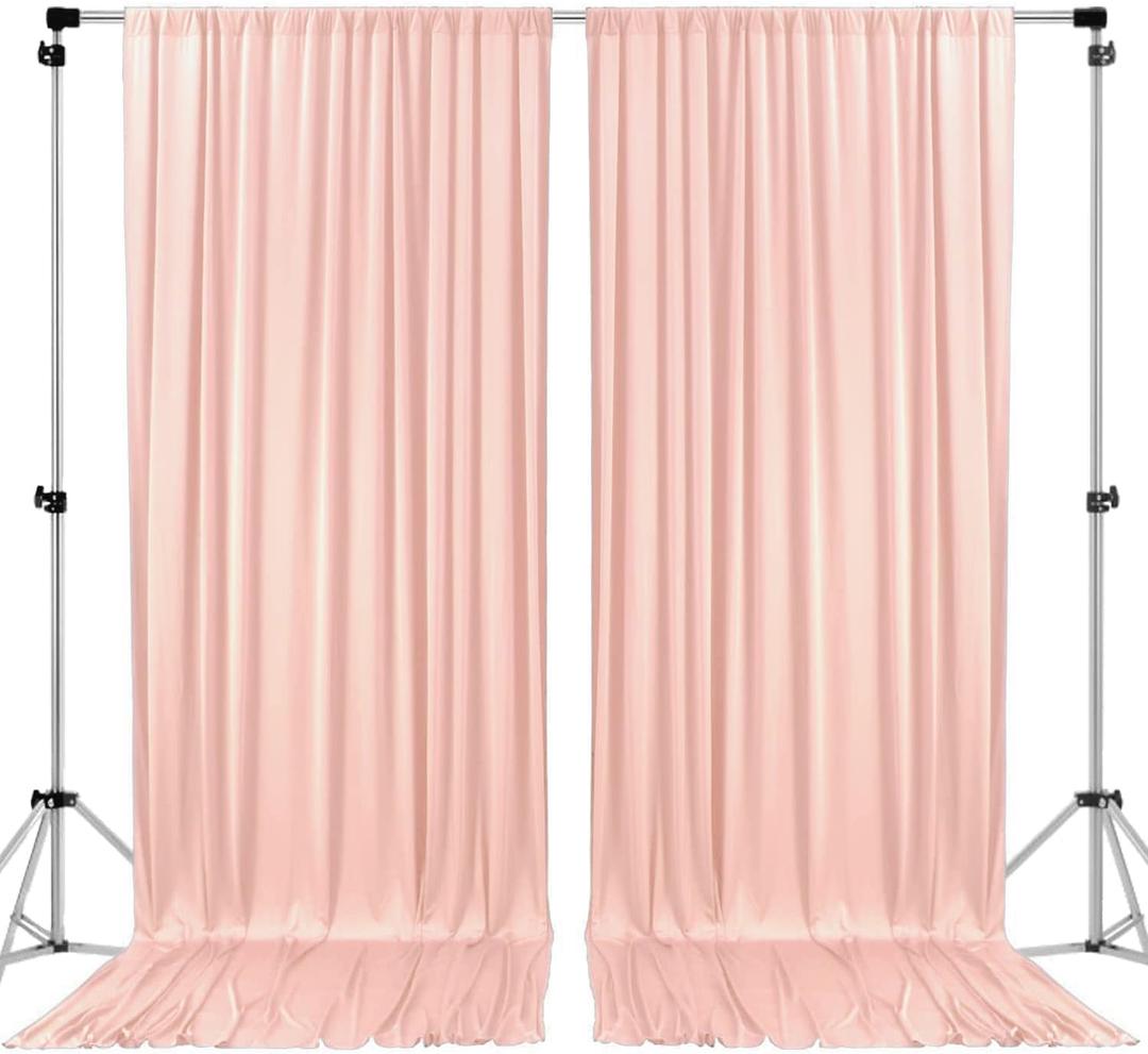 10 feet x 10 feet IFR Polyester Backdrop Drapes Curtains Panels with Rod Pockets - Wedding Ceremony Party Home Window Decorations - Blush Pink
