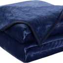 EASELAND Soft Queen Size Blanket Warm Fuzzy Microplush Lightweight Thermal Fleece Blankets for Couch Bed Sofa,90x90 Inches,Dark Blue