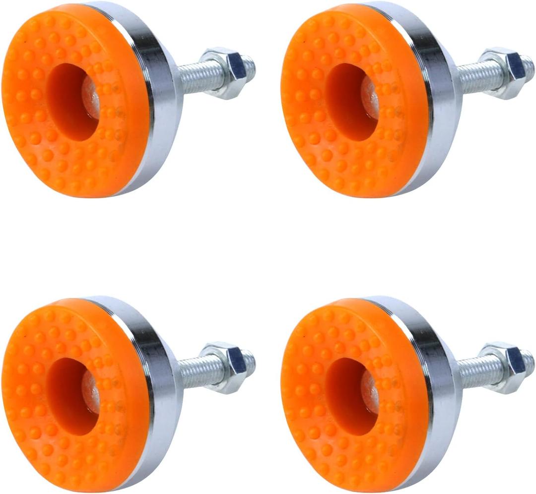 Antrader M8 Thread Adjustable Leg Leveler2" Leveling Screw Leg 600 LB Capacity for Workbench, Machine, Cabinet & Heavy Duty Applications 4-Pack (Orange,Silver Tone)